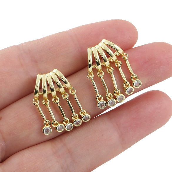 Wholesale Women's French Retro Copper Geometric Water Drop Tassel Earrings With Electroplating