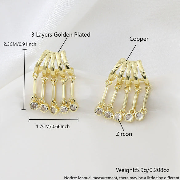 Wholesale Women's French Retro Copper Geometric Water Drop Tassel Earrings With Electroplating