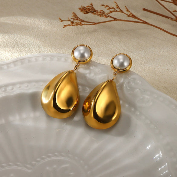 Wholesale Women's French Retro Elegant Fashion Exquisite Microinlaid Zircon Imitation Pearl Flower Stainless Steel Electroplated Bow Tie Earrings
