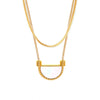 Wholesale Women's French Retro Elegant Titanium Steel Jewelry With Electroplated Ushape And Geometric Inlaid White Seashell Semicircle Pendant Necklace