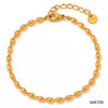 Wholesale Women's French Retro Exquisite Stainless Steel Bracelet With Oval Gold Beads Olive Beads And Geometric Pattern Chain Electroplated