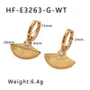 Wholesale Women's French Retro Fan Shaped Fishtail Earrings In Stainless Steel With 18K Gold Plated Geometric And Leaf Pattern
