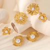 Wholesale Women's French Retro Flower Titanium Steel Earrings With Electroplating Design
