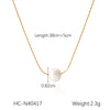 Wholesale Women's French Retro Freshwater Pearl Beaded Stainless Steel Clavicle Chain With Geometric Pattern And Electroplating