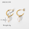 Wholesale Women's French Retro Freshwater Pearl Earrings Titanium Steel Nonfading 18K Gold Nonfading Geometric Style