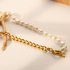 Wholesale Women's French Retro Freshwater Pearl Necklace Stainless Steel Titanium Steel Cuban Chain Electroplating Jewelry