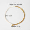 Wholesale Women's French Retro Freshwater Pearl Necklace Stainless Steel Titanium Steel Cuban Chain Electroplating Jewelry