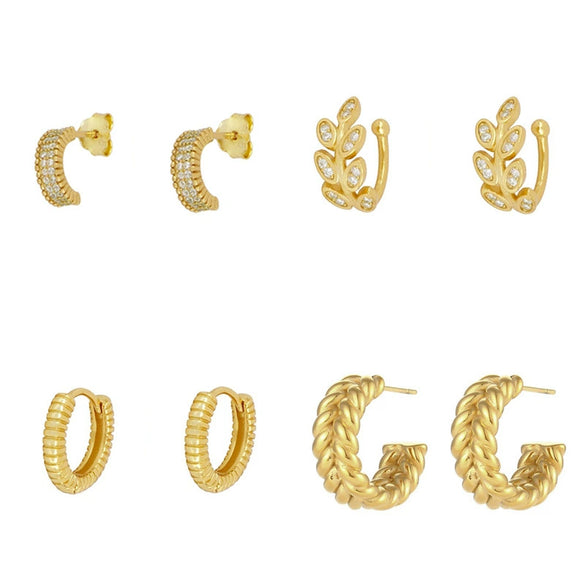 Wholesale Women's French Retro Geometric Copper Plated With Real Gold Earring