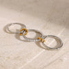 Wholesale Women's French Retro Geometric Stainless Steel Ring With Gold And Silver Color Matching And Electroplating
