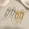 Wholesale Women's French Retro Geometric Tassel Earrings Stainless Steel Electroplated Light Luxury High End Non Fading Waterproof Accessories