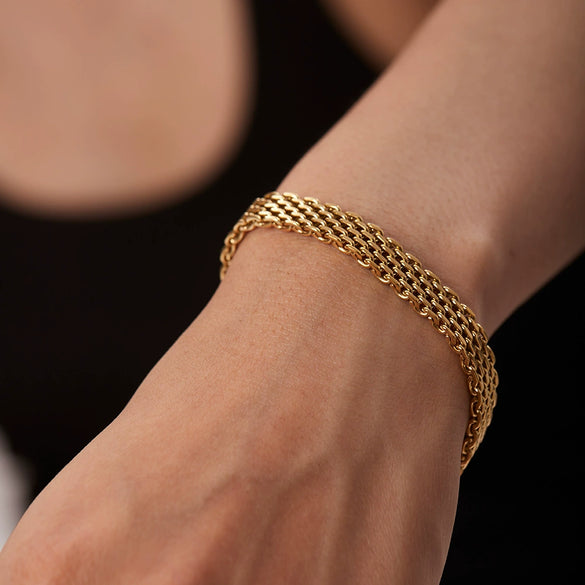 Wholesale Women's French Retro Geometric Titanium Steel Gold Plated Bracelet Jewelry