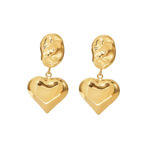Wholesale Women's French Retro Heart Pendant Earrings Titanium Steel Geometric Electroplated