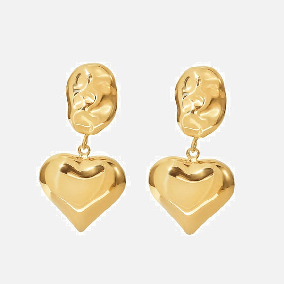 Wholesale Women's French Retro Heart Pendant Earrings Titanium Steel Geometric Electroplated