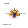 Wholesale Women's French Retro Ins Titanium Steel And Stainless Steel Ring Inlaid With Lapis Lazuli Geometric Style Set With Precious Stones