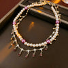 Wholesale Women's French Retro Light Luxury Clavicle Chain Set With Alloy Pendant And Imitation Pearls Electroplating