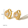 Wholesale Women's French Retro Light Luxury Geometric Zircon Earrings Stainless Steel 18K Gold Plated