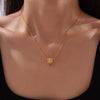 Wholesale Women's French Retro Light Luxury Simple Niche Design Copper Diamond Pendant Titanium Steel Clavicle Chain Necklace With Geometric Pattern And Electroplating Treatment