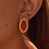 Wholesale Women's French Retro Marquiseshaped Stainless Steel Geometric Electroplated Earrings