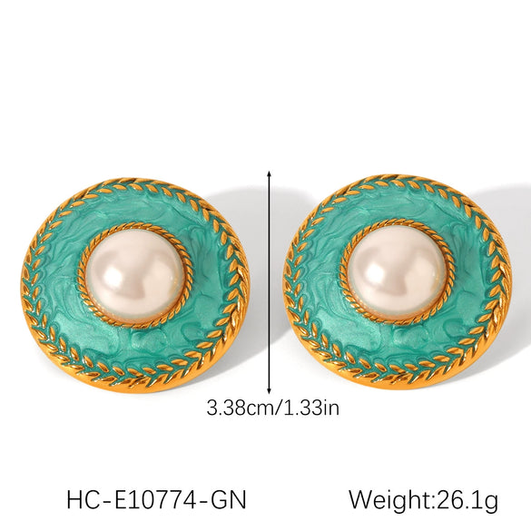Wholesale Women's French Retro Marquiseshaped Stainless Steel Geometric Electroplated Earrings