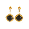 Wholesale Women's French Retro Obsidian Stainless Steel Earrings With Diamond Stud And Geometric Design And Electroplating Treatment