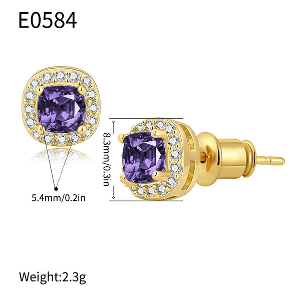 Wholesale Women's French Retro Palace Style Geometric Copper Zircon Earrings With Electroplating