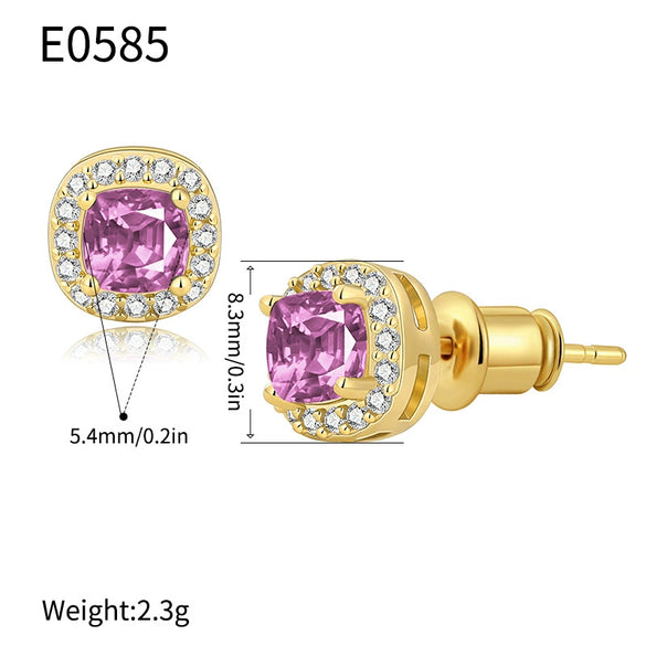 Wholesale Women's French Retro Palace Style Geometric Copper Zircon Earrings With Electroplating