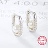 Wholesale Women's French Retro S925 Silver Square Imitation Pearl And Diamond Earrings