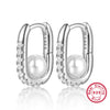 Wholesale Women's French Retro S925 Silver Square Imitation Pearl And Diamond Earrings