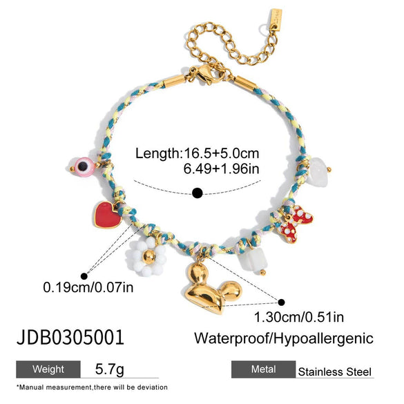 Wholesale Women's French Retro Style Geometric Stainless Steel Crystal Natural Stone Pink Resin Devil's Eye Jewelry With Electroplating