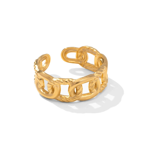 Wholesale Women's French Retro Style Hollow Titanium Steel Ring With Geometric Pattern And Electroplating Treatment