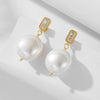 Wholesale Women's French Style Retro Geometric Shell Button Pearl Inlaid 925 Silver Earrings