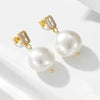 Wholesale Women's French Style Retro Geometric Shell Button Pearl Inlaid 925 Silver Earrings