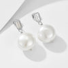 Wholesale Women's French Style Retro Geometric Shell Button Pearl Inlaid 925 Silver Earrings