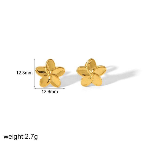 Wholesale Women's French Vintage Ins Style Flower Butterfly Leaf Titanium Steel Earrings With Electroplating