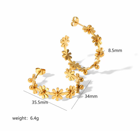 Wholesale Women's French Vintage Ins Style Flower Butterfly Leaf Titanium Steel Earrings With Electroplating