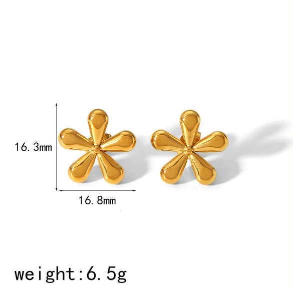 Wholesale Women's French Vintage Ins Style Flower Butterfly Leaf Titanium Steel Earrings With Electroplating