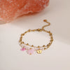 Wholesale Women's Fresh And Clean Aesthetic Flower Pattern Stainless Steel 18K Gold Electroplated Bracelet