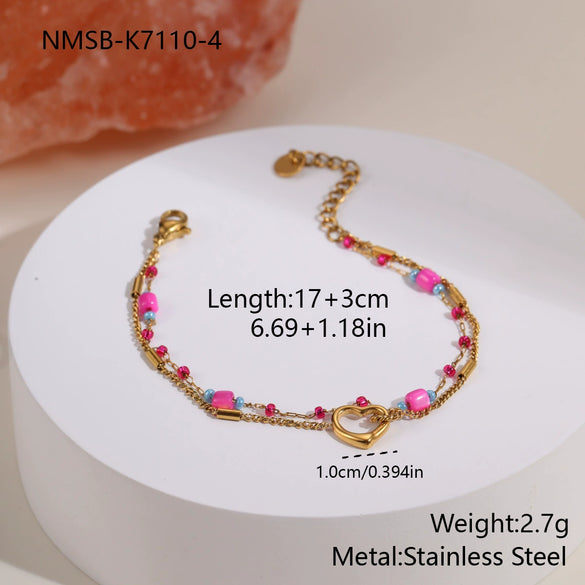 Wholesale Women's Fresh And Clean Aesthetic Flower Pattern Stainless Steel 18K Gold Electroplated Bracelet