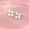 Wholesale Women's Fresh And Minimalist Flower Pattern S999 Sterling Silver Stud Earrings Electroplated