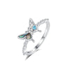 Wholesale Women's Fresh And Minimalist Insect Pattern Zirconia Silver Butterfly Ring