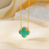 Wholesale Women's Fresh And Simple Flower Pattern Fourleaf Clover Titanium Steel Electroplated Ochain Necklace