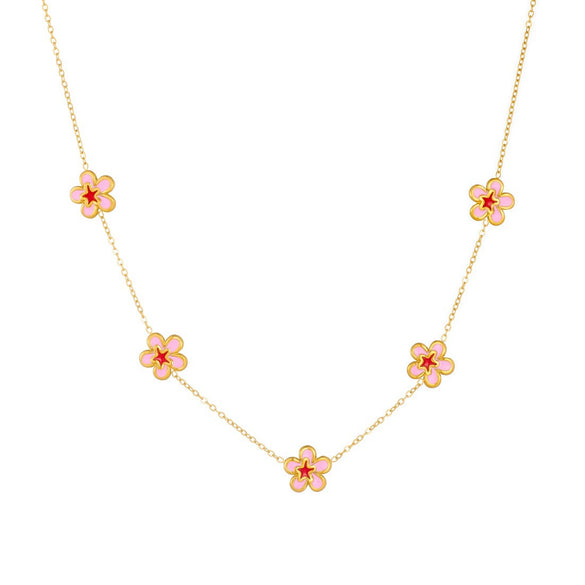 Wholesale Women's Fresh Cute Goldplated Stainless Steel Plants And Flowers Jewelry Accessories Set Including Earrings Necklaces And Bracelets