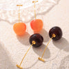 Wholesale Women's Fresh Fruit Cherry Stainless Steel Electroplated Long Earrings