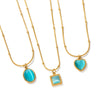 Wholesale Women's Fresh Geometric Opal Gem Necklace With Electroplating