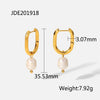 Wholesale Women's Fresh Water Pearl Earrings Stainless Steel Geometric Original Design Electroplated