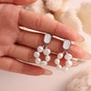 Wholesale Women's Freshwater Pearl And Shell Earrings In Sweet Style With Geometric Design And 316L Stainless Steel Electroplating
