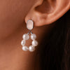 Wholesale Women's Freshwater Pearl And Shell Earrings In Sweet Style With Geometric Design And 316L Stainless Steel Electroplating