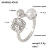 Wholesale Women's Freshwater Pearl And 316L Stainless Steel Geometric Hollow Ball Shaped Ring With 18K Gold Plated Pvd Electroplating