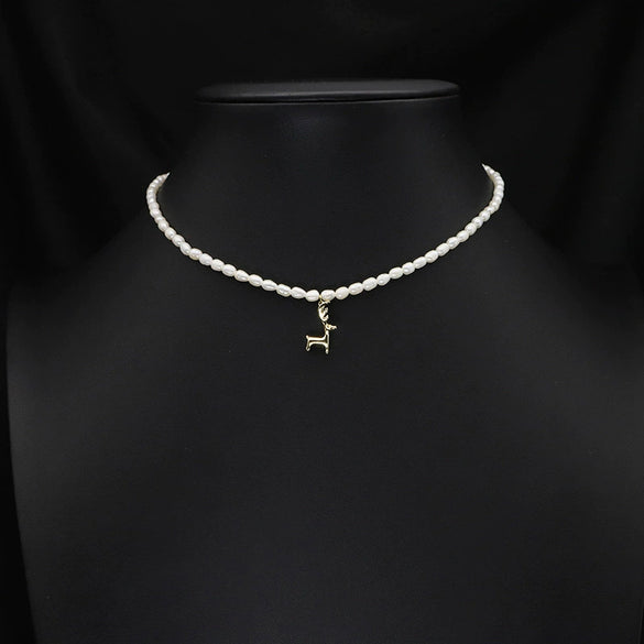 Wholesale Women's Freshwater Pearl Clavicle Chain Necklace With Geometric Design And Electroplating Treatment