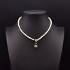 Wholesale Women's Freshwater Pearl Clavicle Chain Necklace With Geometric Design And Electroplating Treatment